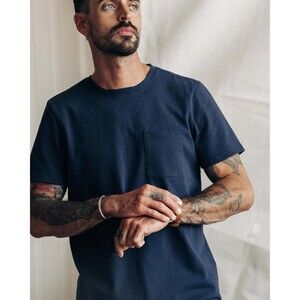 Taylor Stitch Heavy Bag Tee Men's Size 38 (Small) Navy Blue Pocket T-Shirt